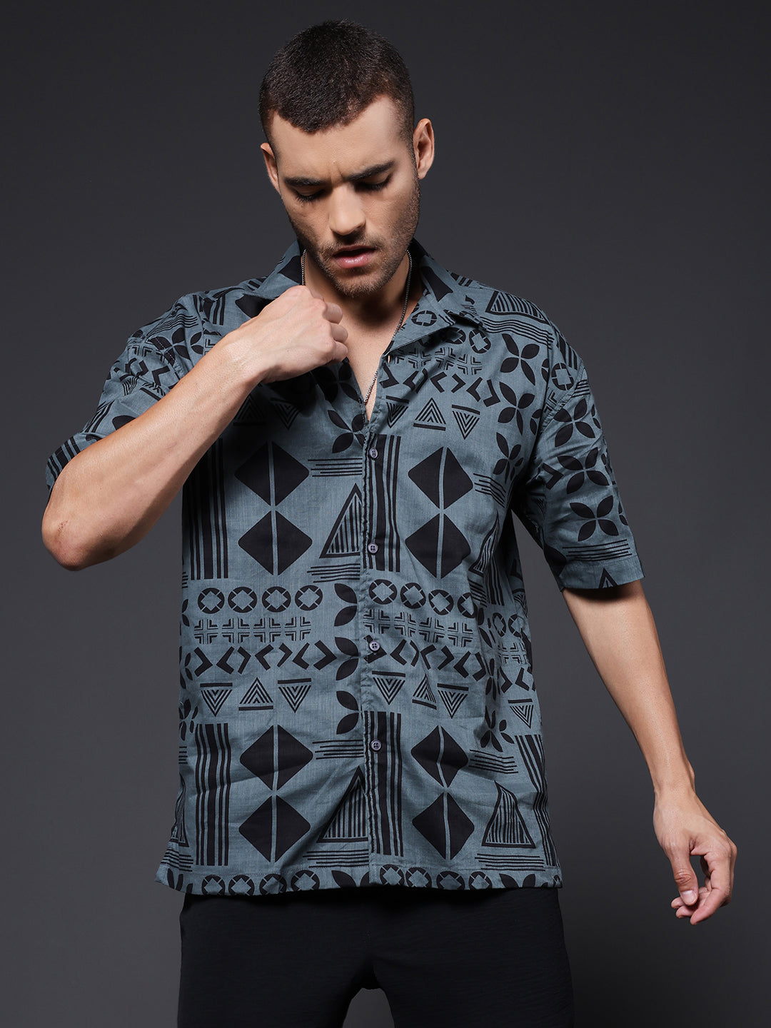 Mens Half Sleeve Casual Shirt  – Olive Green