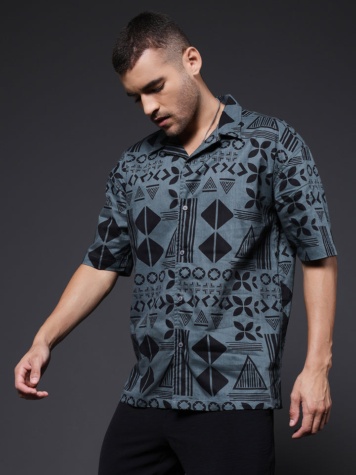 Mens Half Sleeve Casual Shirt  – Olive Green