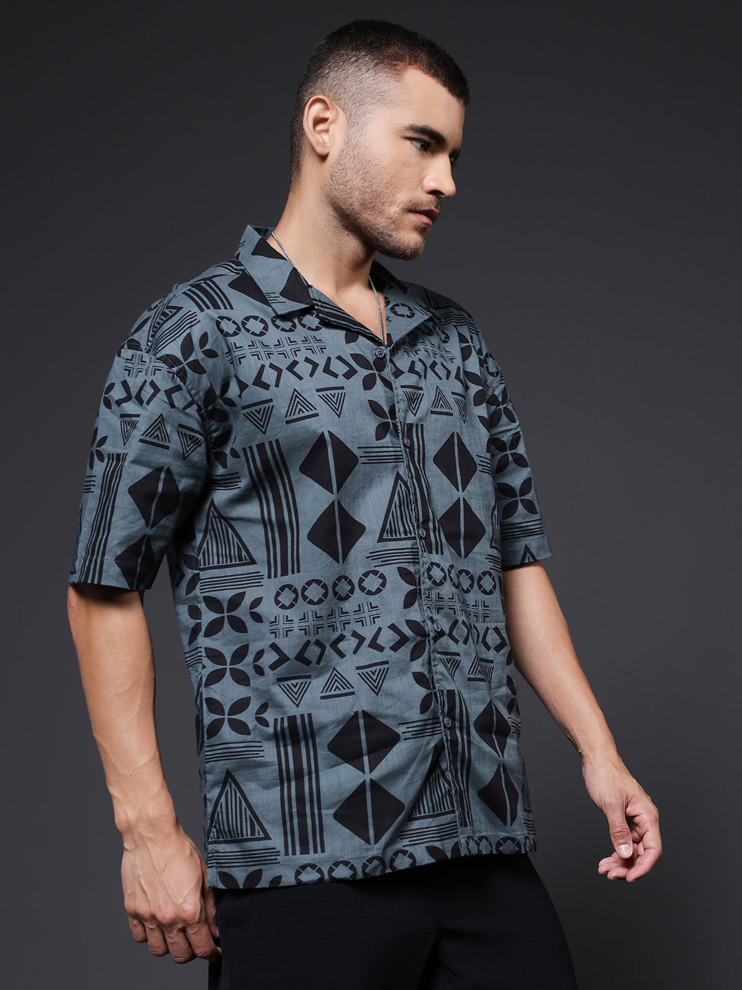 Mens Half Sleeve Casual Shirt  – Olive Green