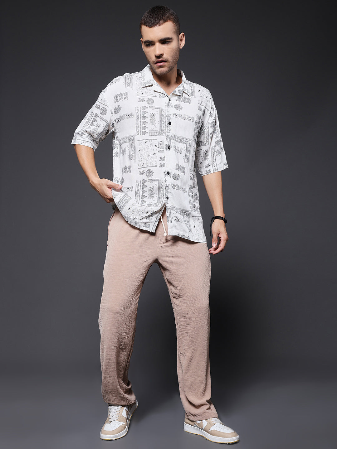 Mens Half Sleeve Casual Shirt  – Black