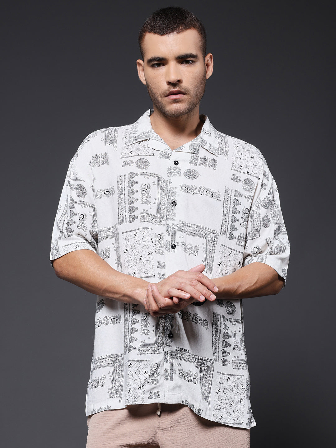 Mens Half Sleeve Casual Shirt  – Black