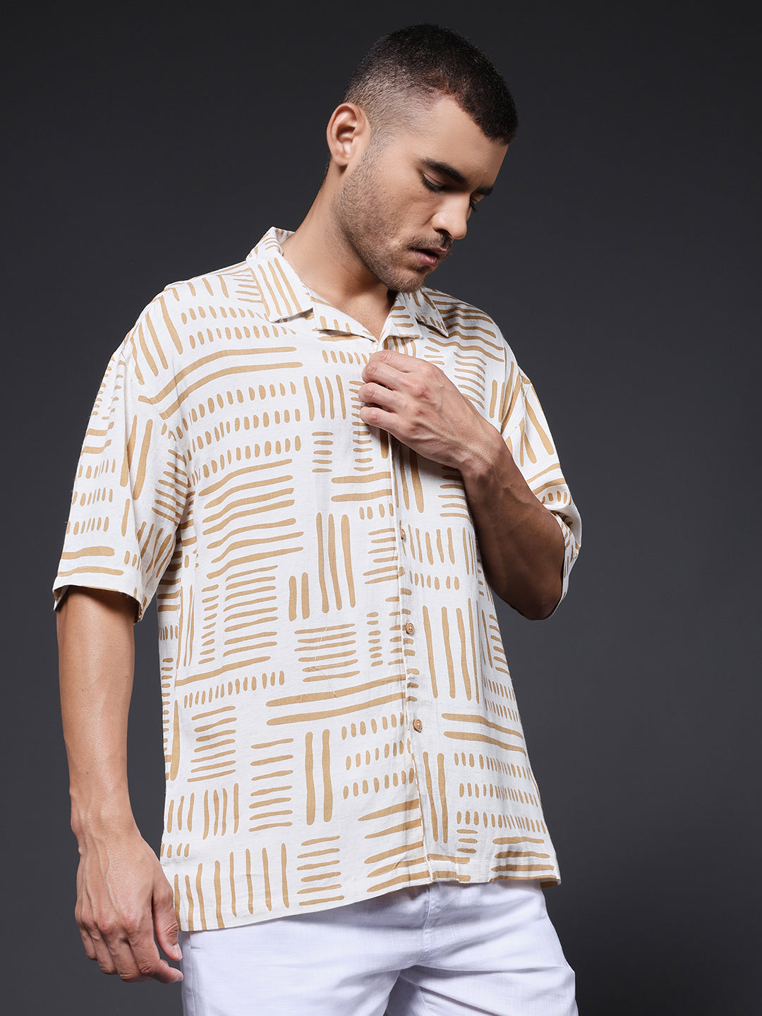 Mens Half Sleeve Casual Shirt  – Khaki