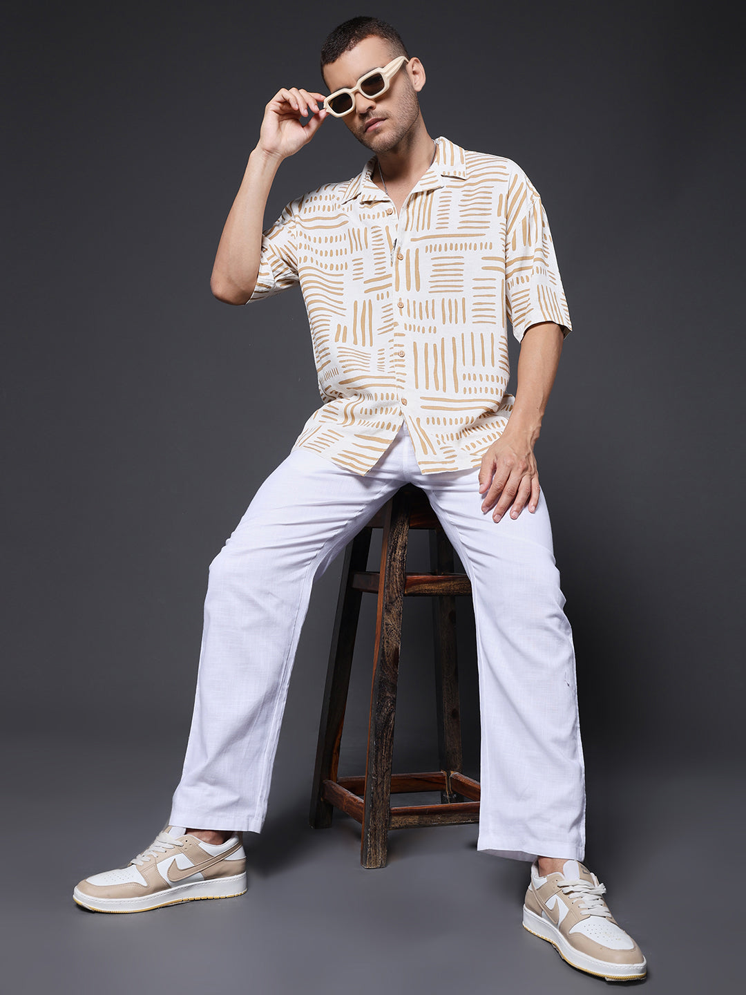 Mens Half Sleeve Casual Shirt  – Khaki