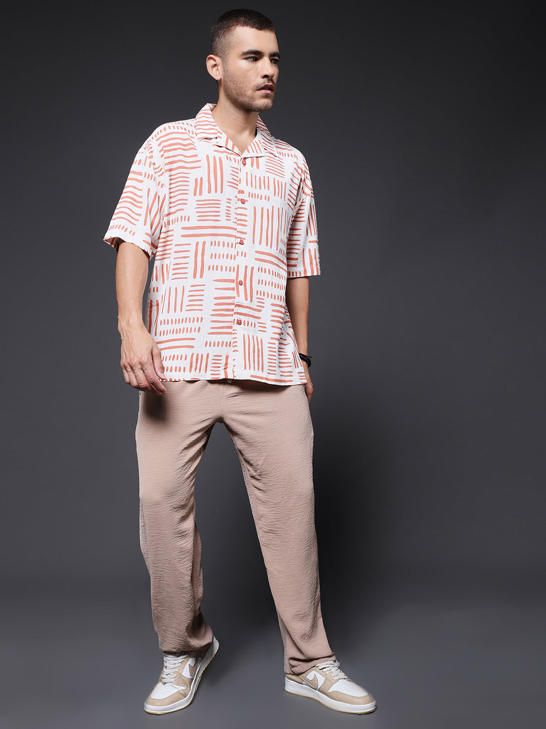 Mens Half Sleeve Casual Shirt  – Orange