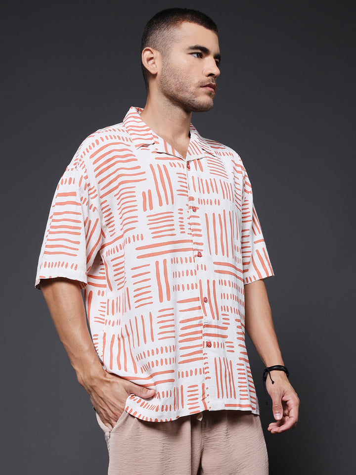 Mens Half Sleeve Casual Shirt  – Orange