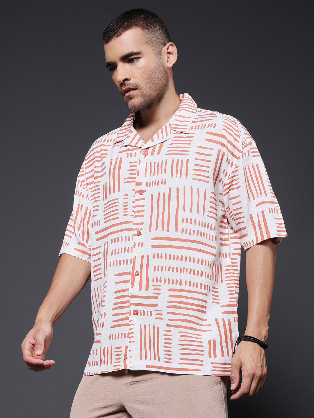 Mens Half Sleeve Casual Shirt  – Orange