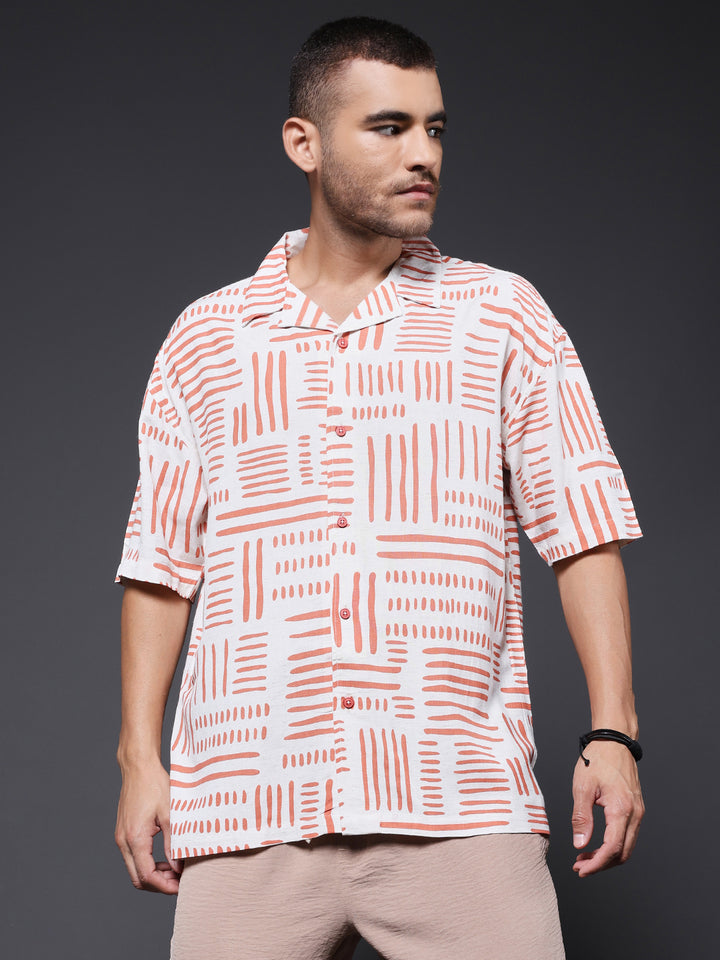 Mens Half Sleeve Casual Shirt  – Orange