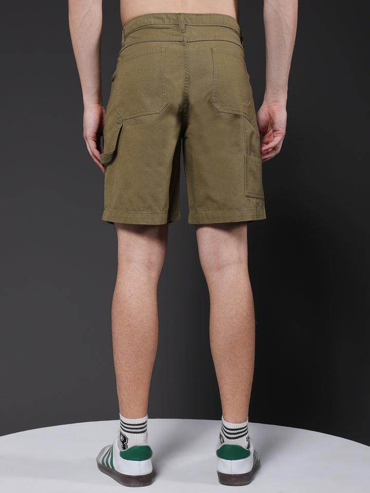 Mens Cotton Utility Shorts  – Olive