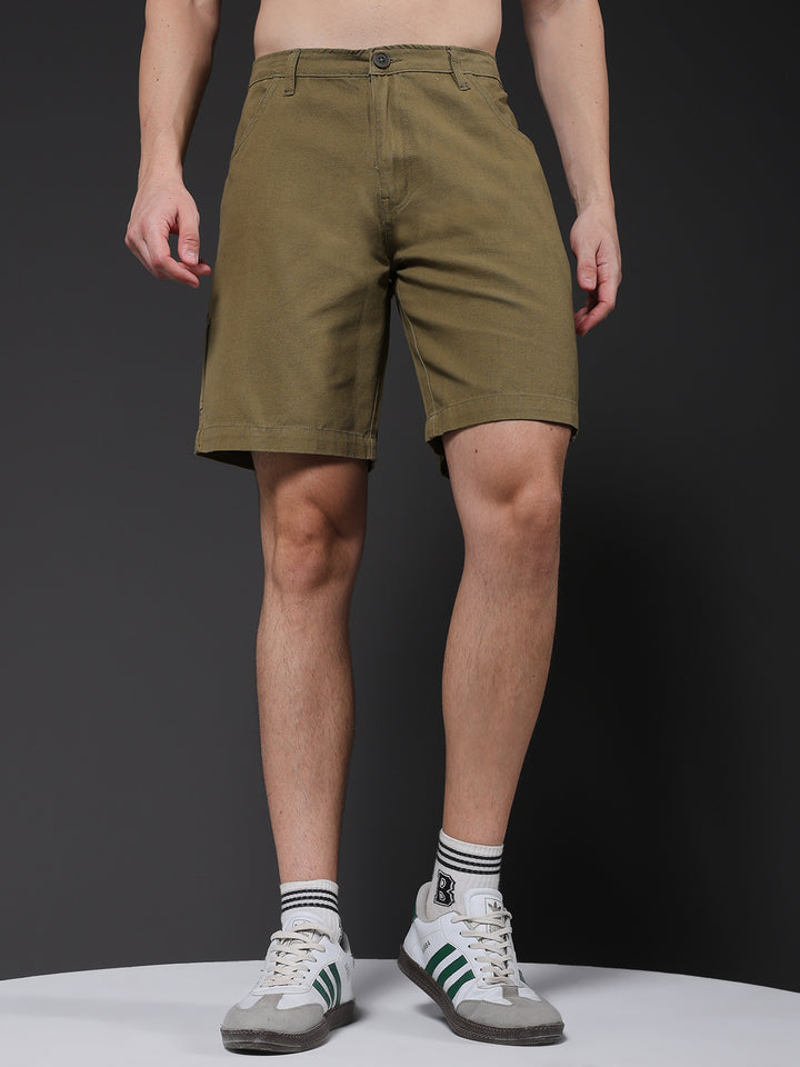 Mens Cotton Utility Shorts  – Olive