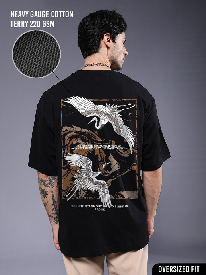CONCRETE CRANES Men Oversized Terry Graphic T-Shirt