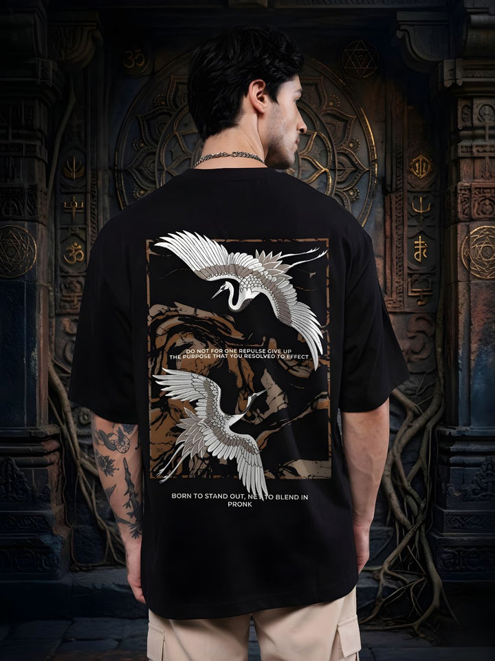 CONCRETE CRANES Men Oversized Terry Graphic T-Shirt