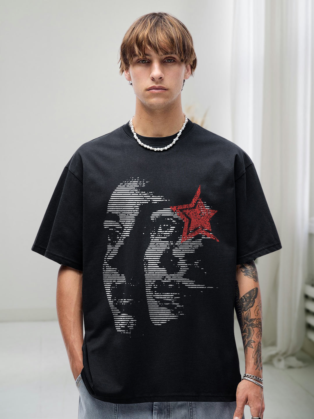 CRIMSON STATIC Men Terry Printed Oversized T-Shirt