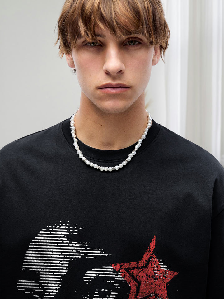 CRIMSON STATIC Men Terry Printed Oversized T-Shirt