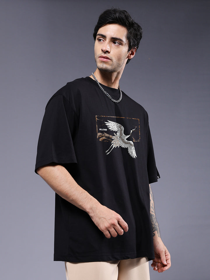 CONCRETE CRANES Men Oversized Terry Graphic T-Shirt