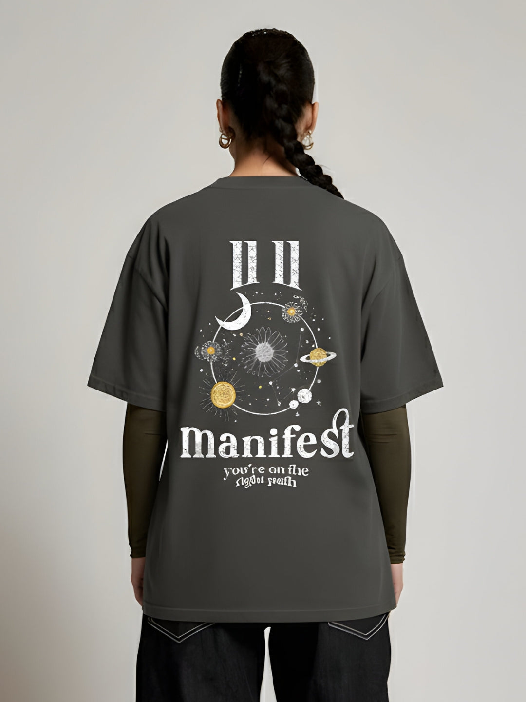 MANIFEST Women Oversized Terry Graphic T-Shirt