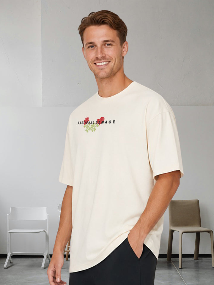 SCARLET EMOTION Men Terry Printed Oversized T-Shirt