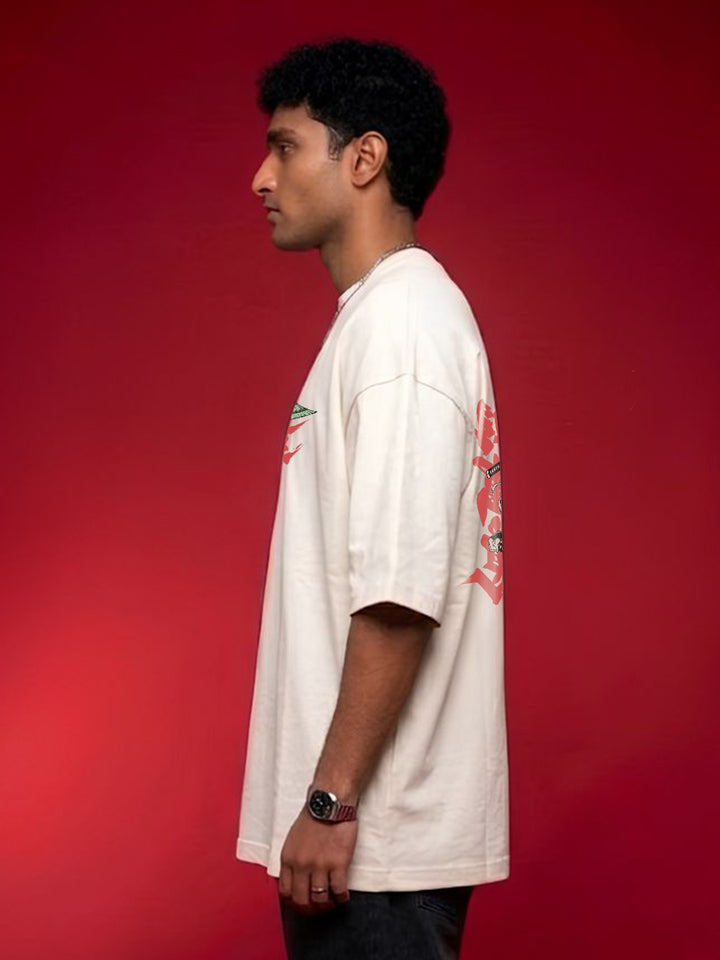 THE UNSEEN BLADE Men Terry Printed Oversized T-Shirt