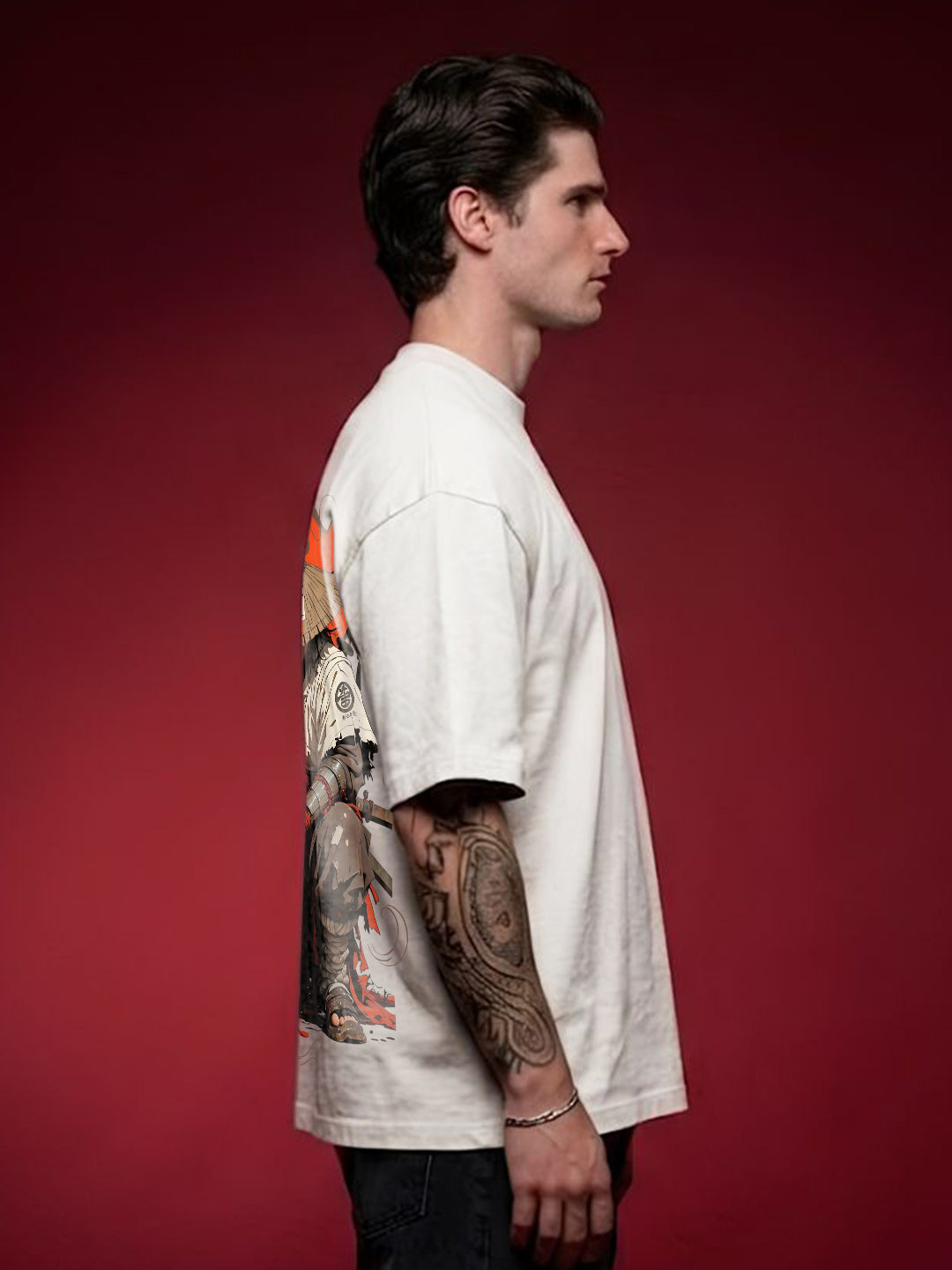 CRIMSON STRAWHAT Men Terry Printed Oversized T-Shirt