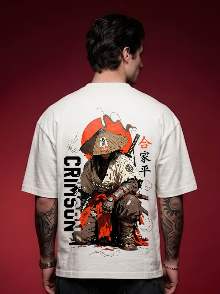 CRIMSON STRAWHAT Men Terry Printed Oversized T-Shirt