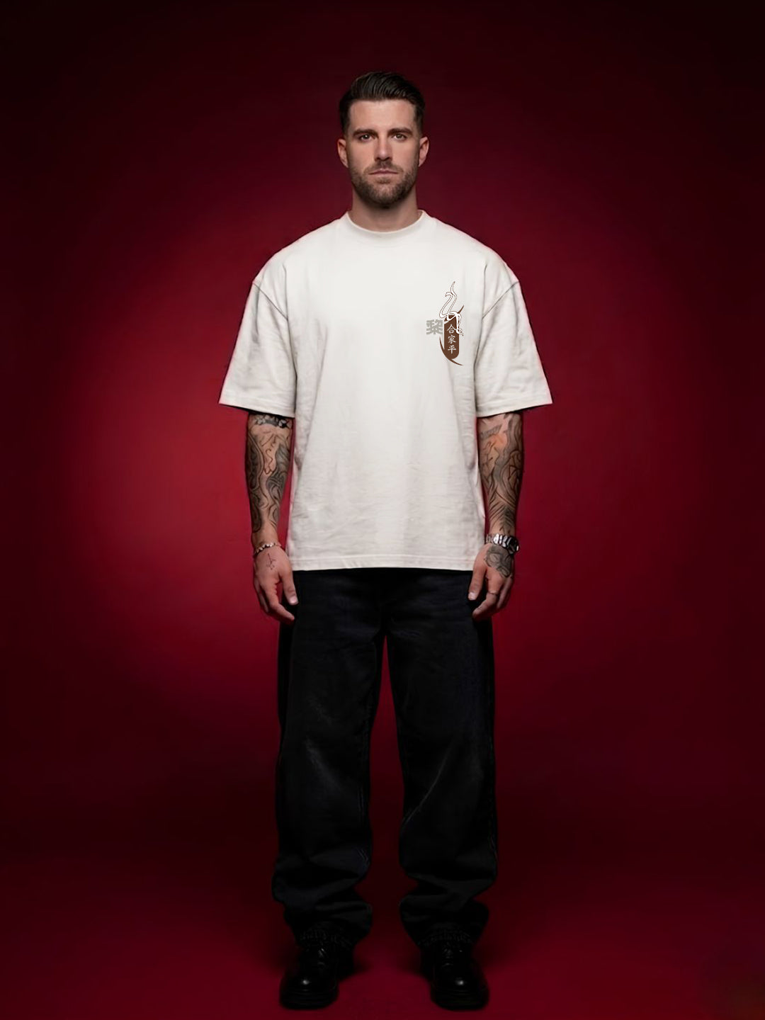 RONIN CIRCLE Men Terry Printed Oversized T-Shirt