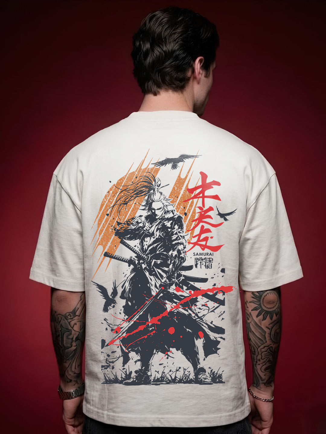 RAVEN BLADE Men Terry Printed Oversized T-Shirt