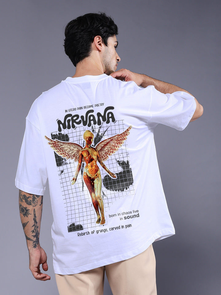 GRUNGE REBIRTH Men Terry Printed Oversized T-Shirt