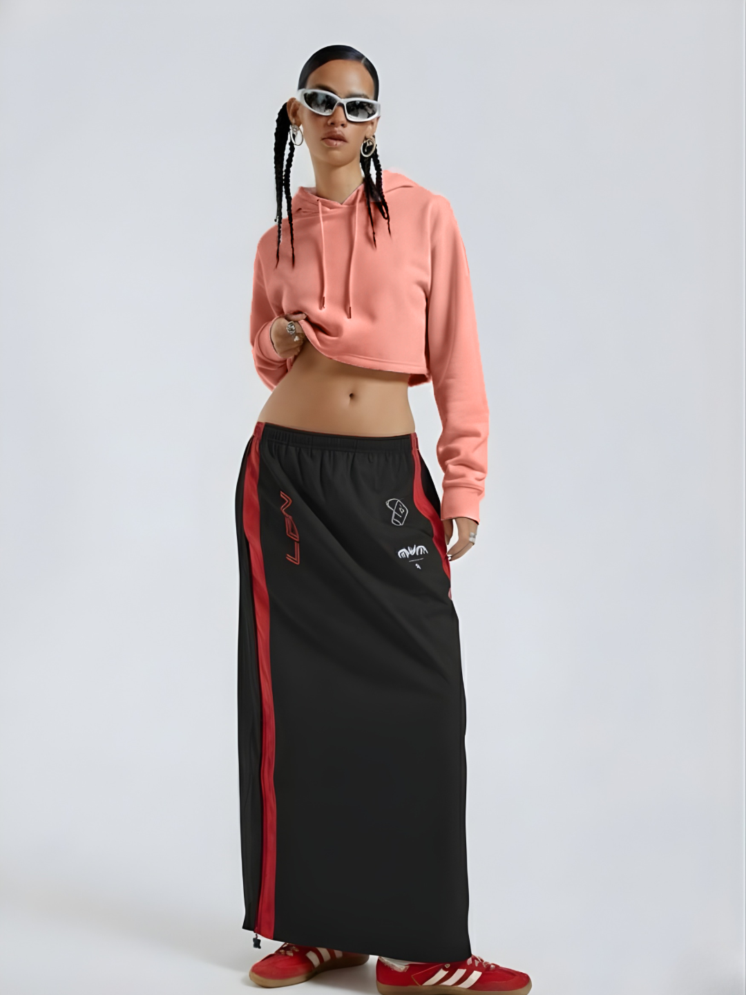 Salmon Pink Cropped Hoodie For Women | Pronk