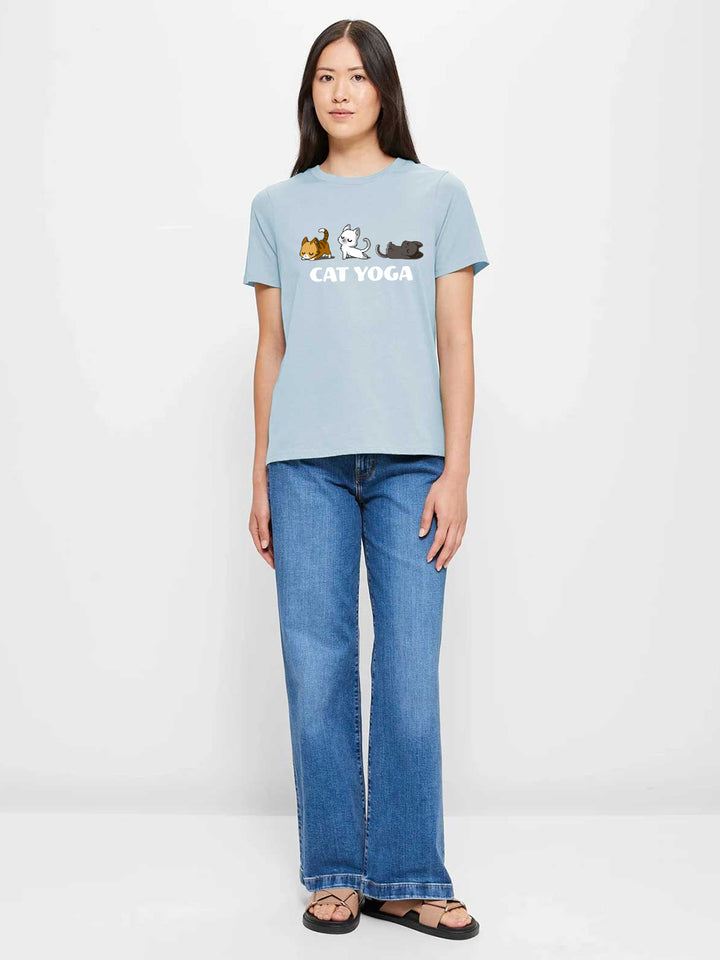 Cat Yoga Women Half Sleeve T-Shirt