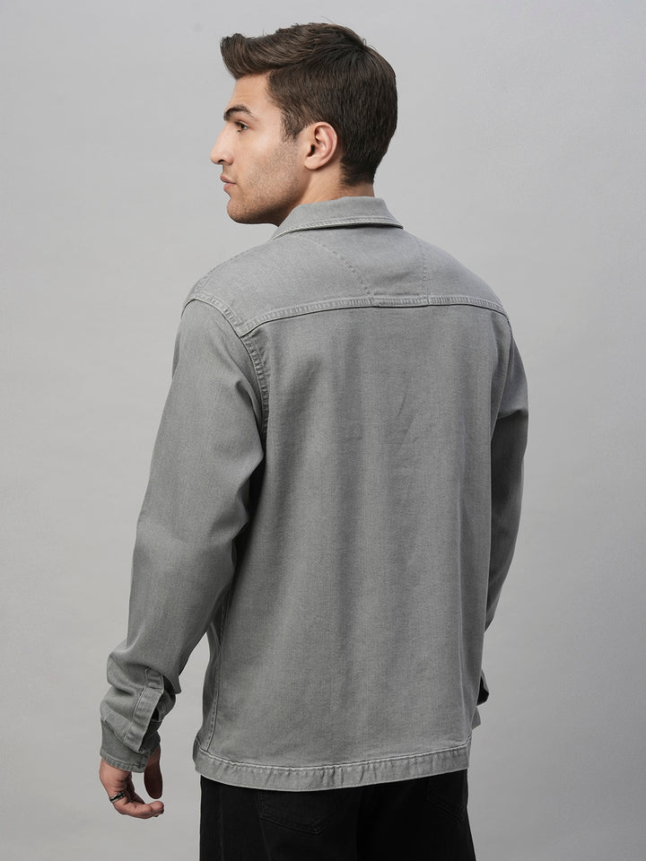 Solid Men's Shacket - Ash Grey