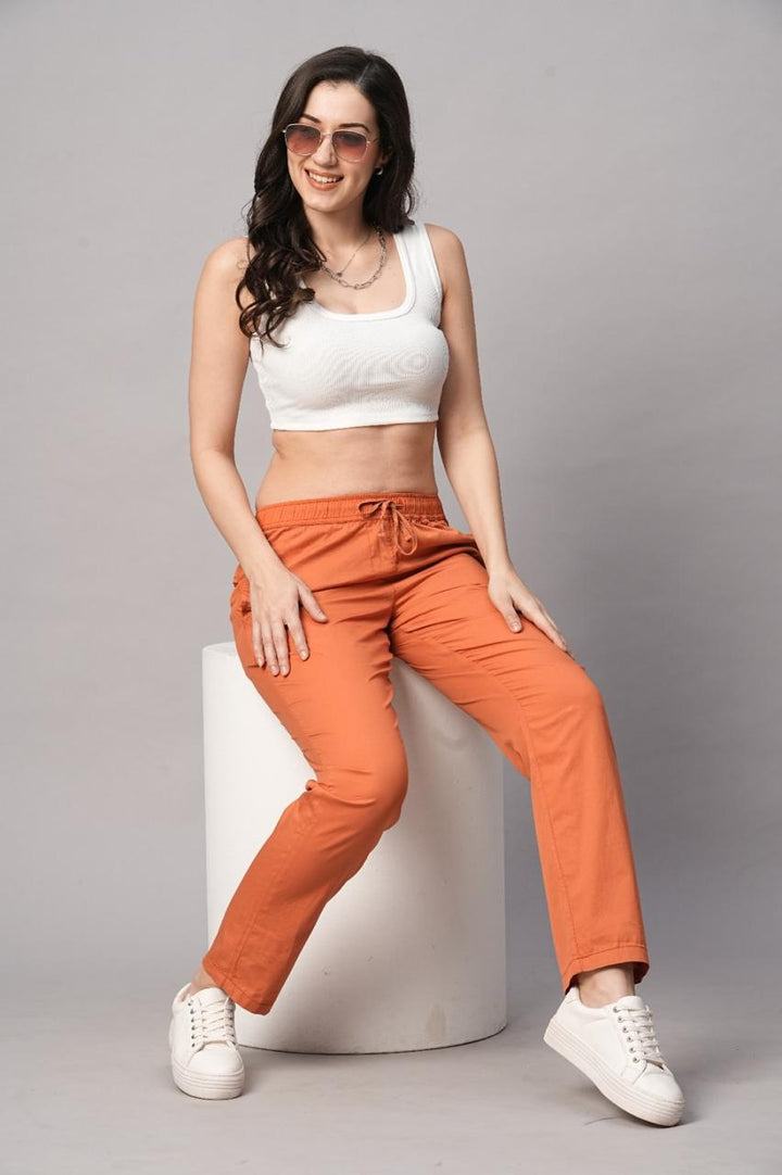 Cotton Pant for Women - Orange