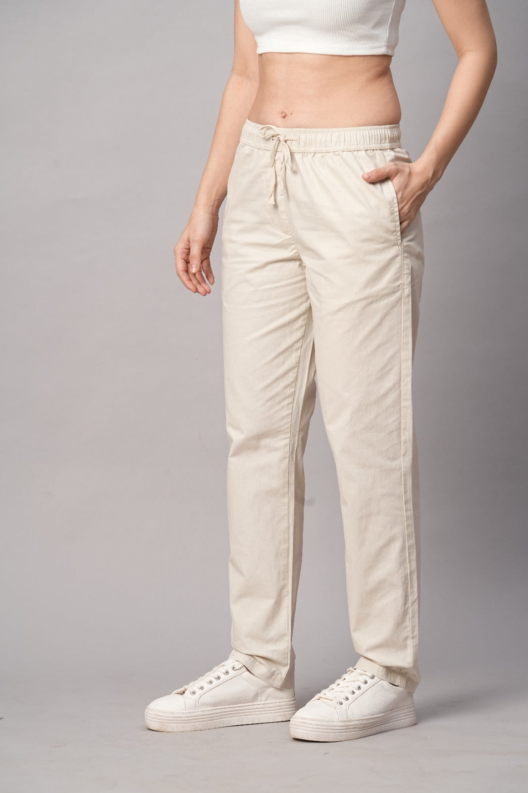 Cotton Pant for Women - Stone