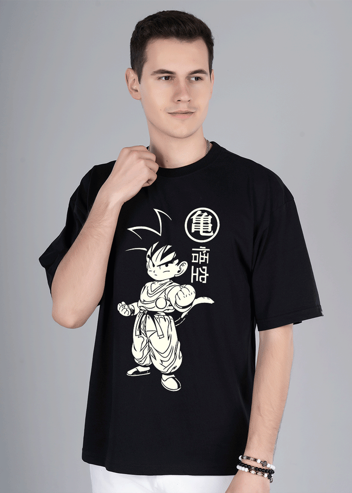 Kid Goku Glow In Dark Men Oversized Printed T-Shirt
