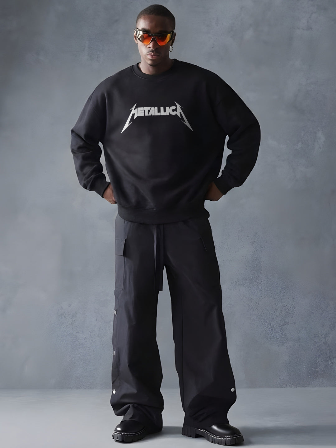 Skull Metallica Men Drop Shoulder Premium Terry Sweatshirt