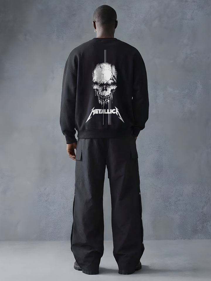 Skull Metallica Men Drop Shoulder Premium Terry Sweatshirt