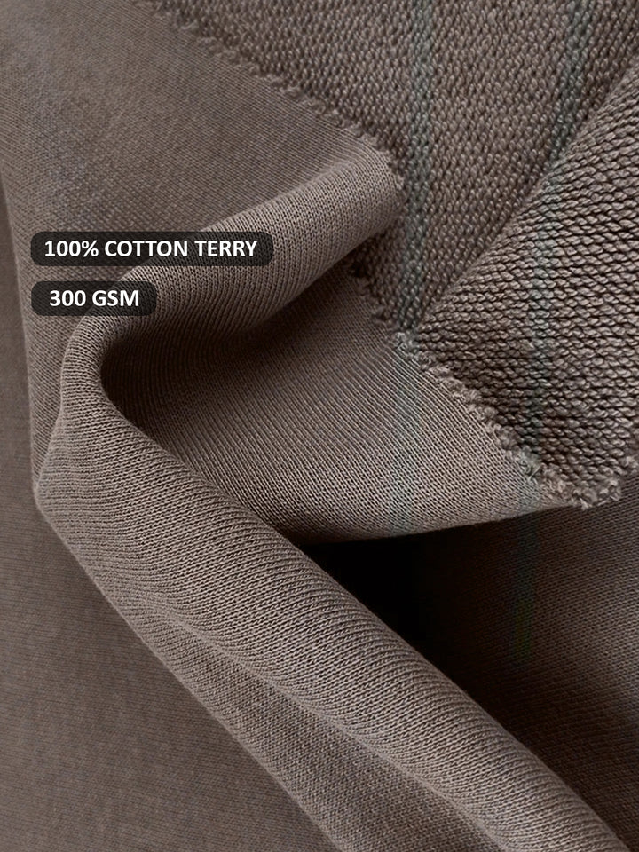 Solid Men Drop Shoulder Premium Terry Hoodie - Olive Green