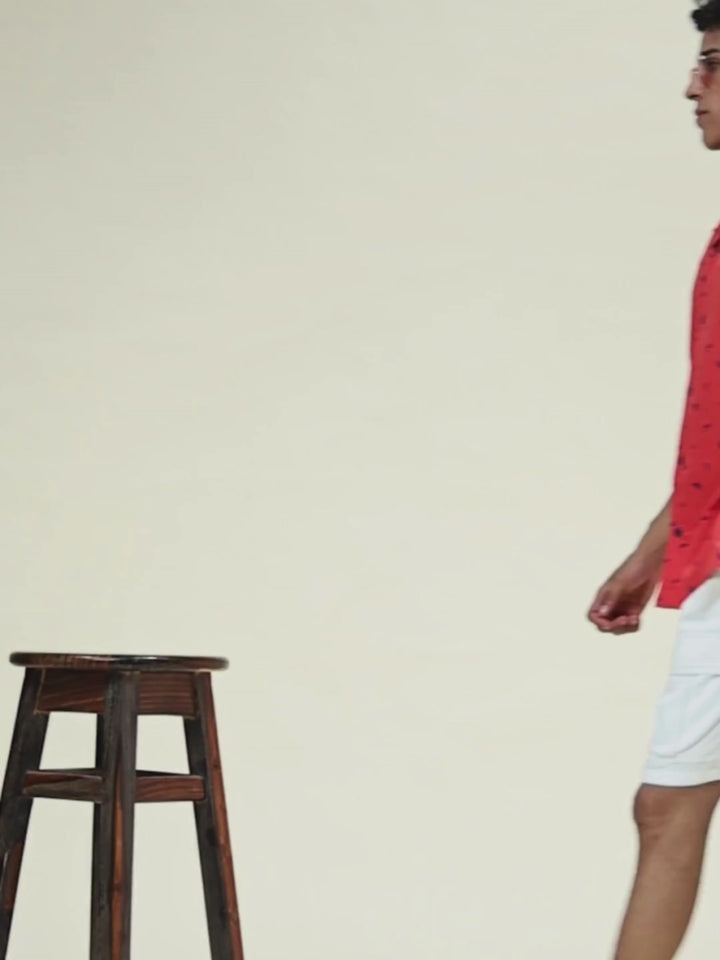 Mens Half Sleeve Casual Shirt  – Candy Red