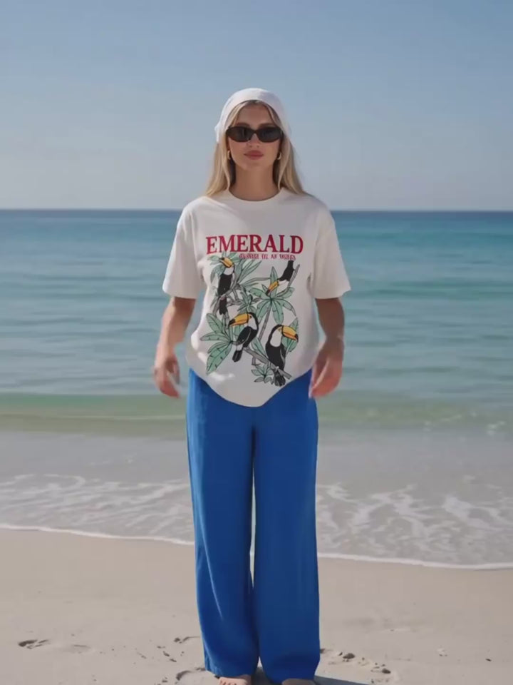 Emerald Toucan Women Printed Oversized T-Shirt
