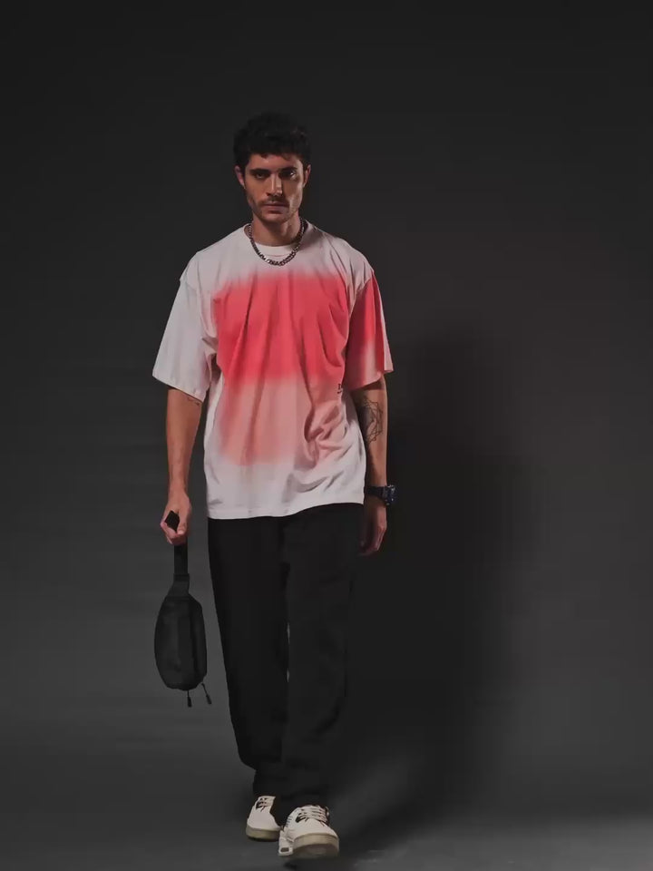 Men Retro Wash Puff Printed Oversized T-Shirt