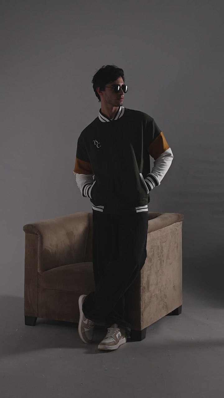New Century Men Varsity Embroidered Bomber Jacket