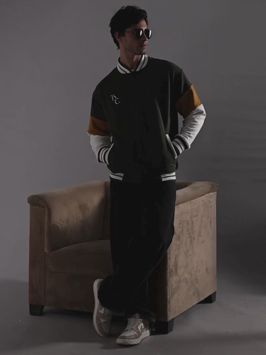 New Century Men Embroidered Varsity Bomber Jacket