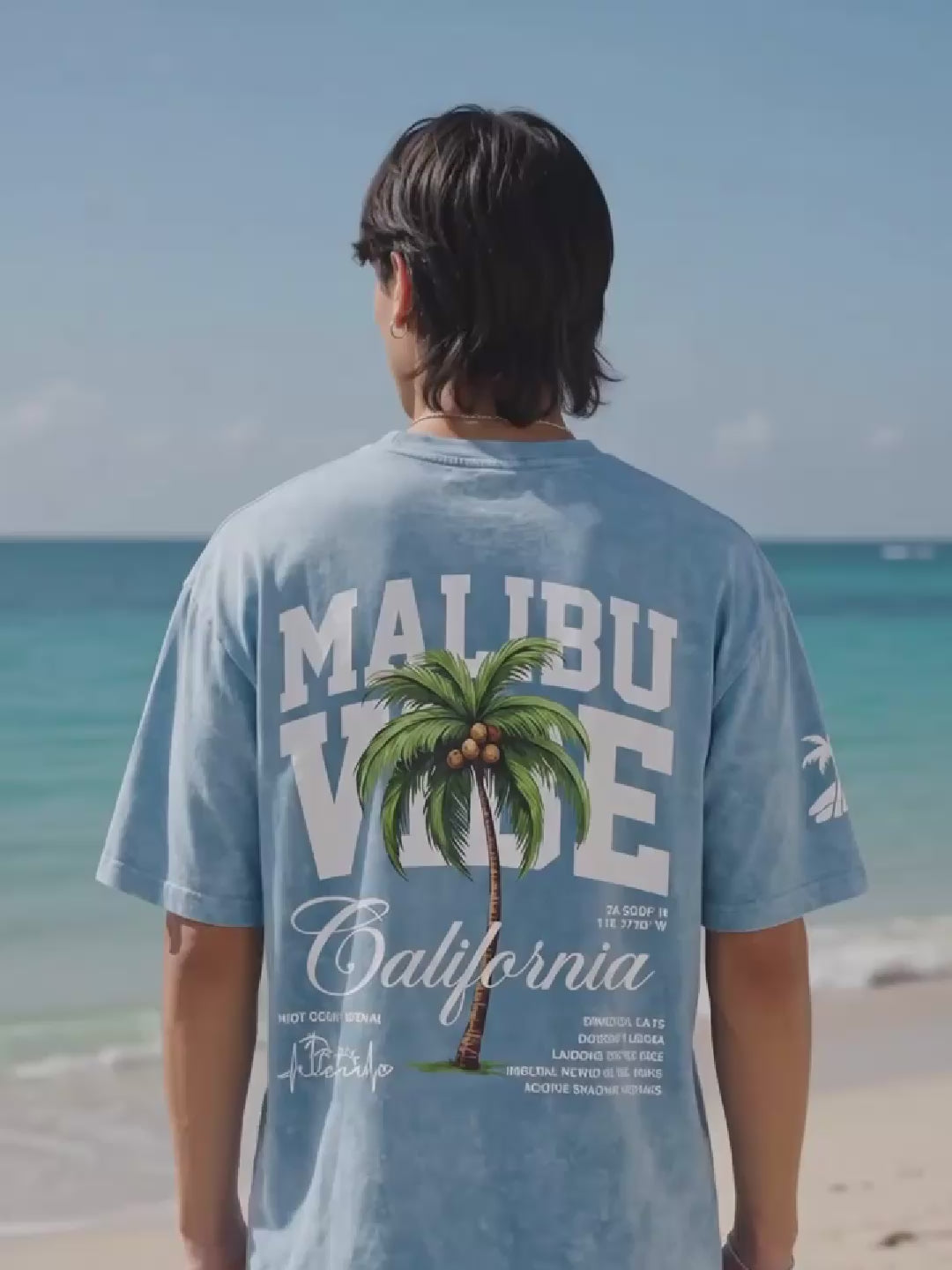 Malibu Vibe Men Retro Wash Oversized T-Shirt
