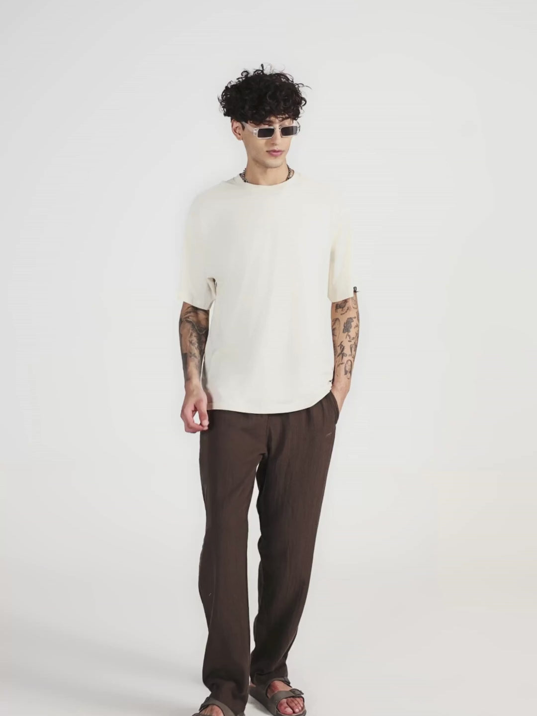 Men Solid Cotton lounge pants - Cocoa