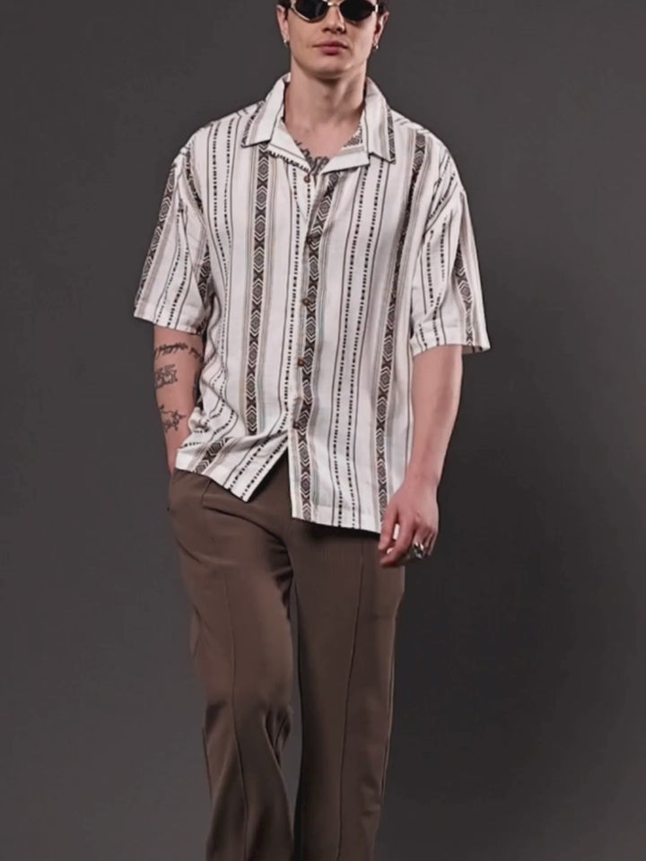 Mens Half Sleeve Casual Shirt  – White