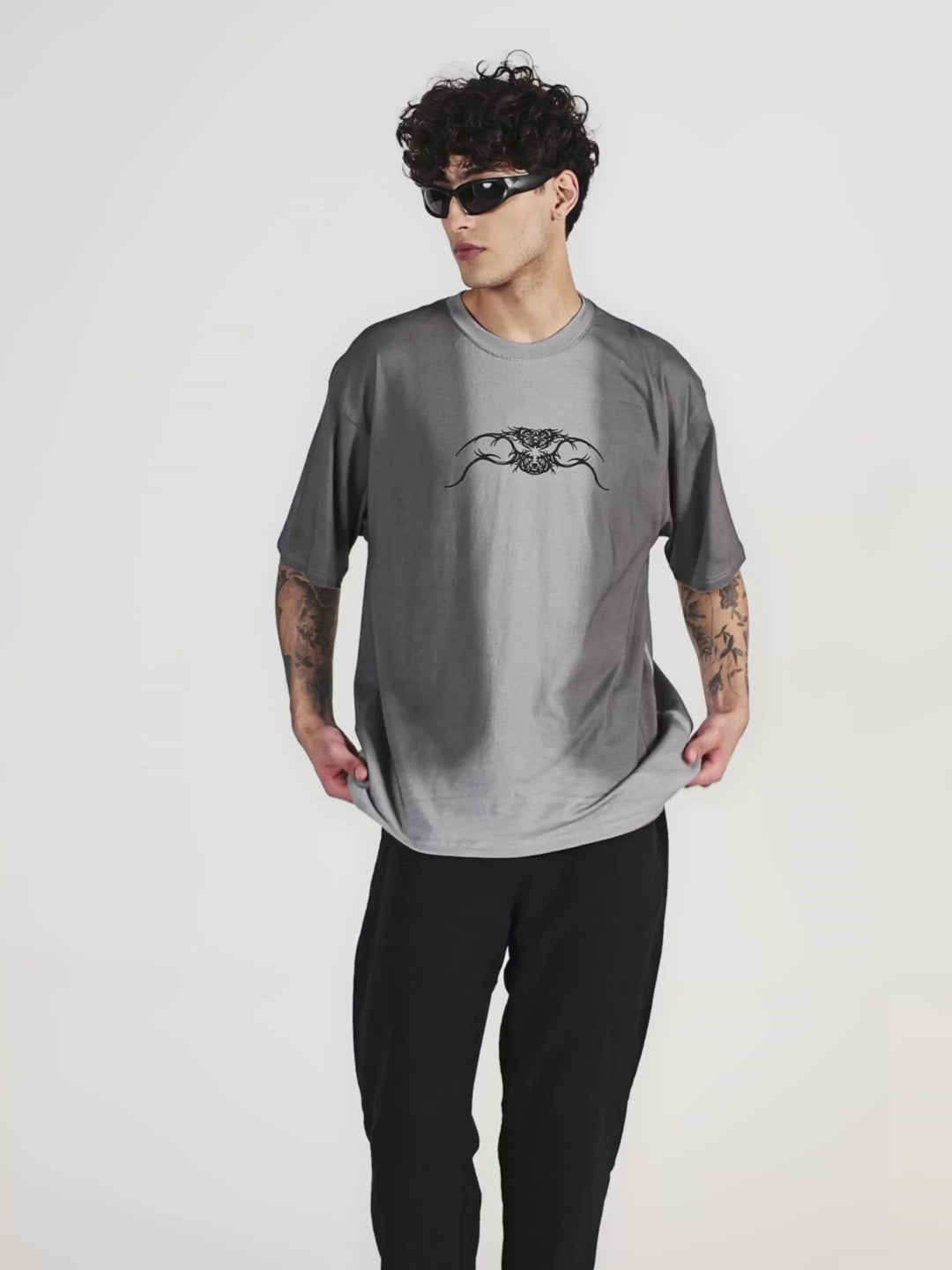 Men Retro Wash Printed Oversized T-Shirt