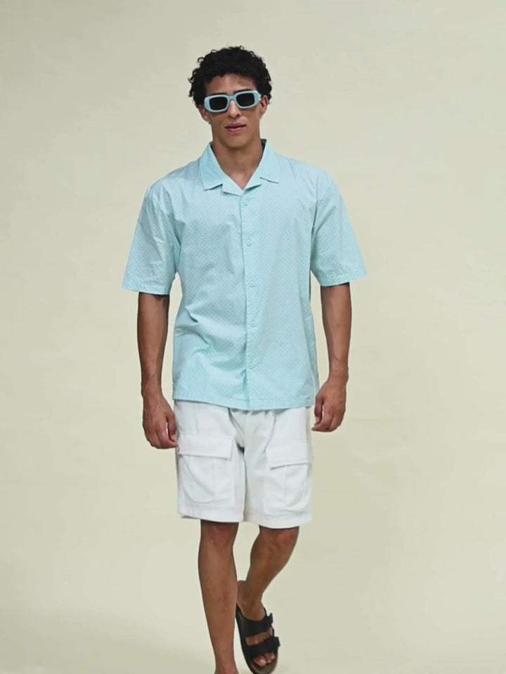 Mens Half Sleeve Casual Shirt  – Sky