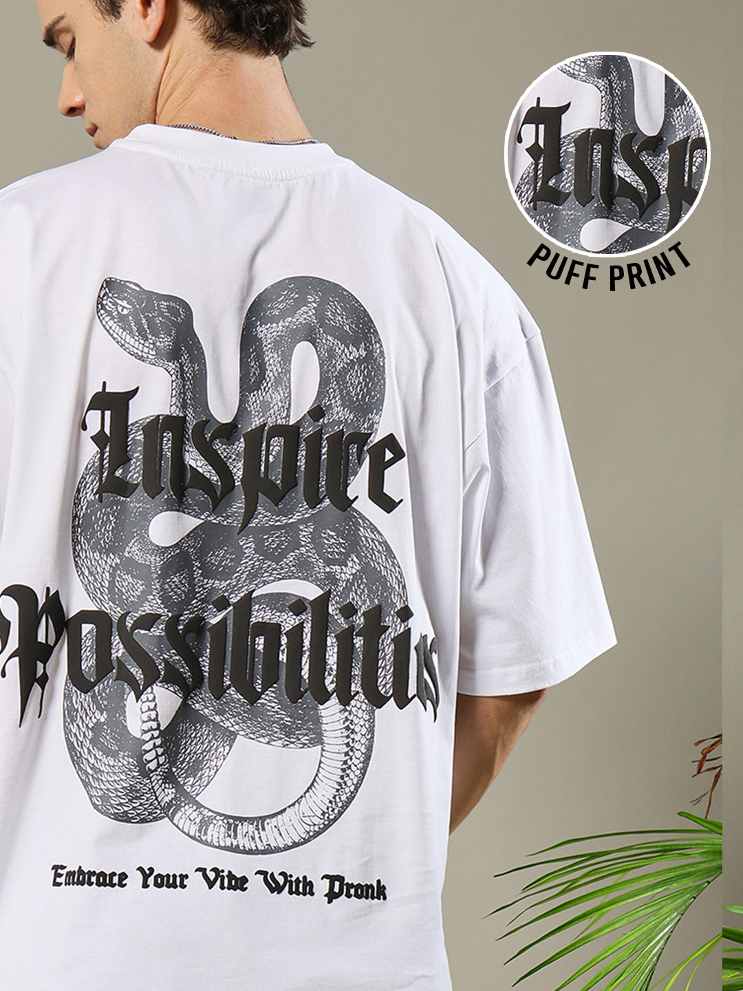 Inspire Possibilities Puff Printed Men Oversized T-shirt