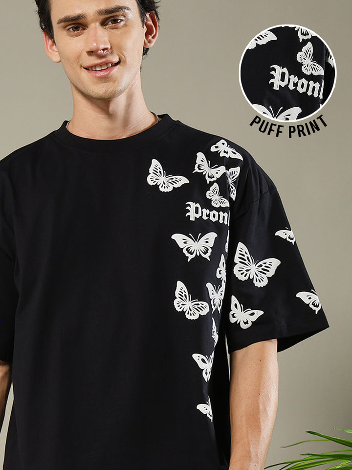 Butterfly Puff Printed Men Oversized T-shirt
