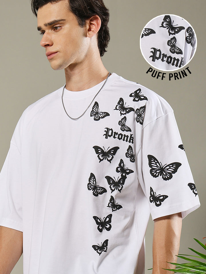 Butterfly Puff Printed Men Oversized T-shirt