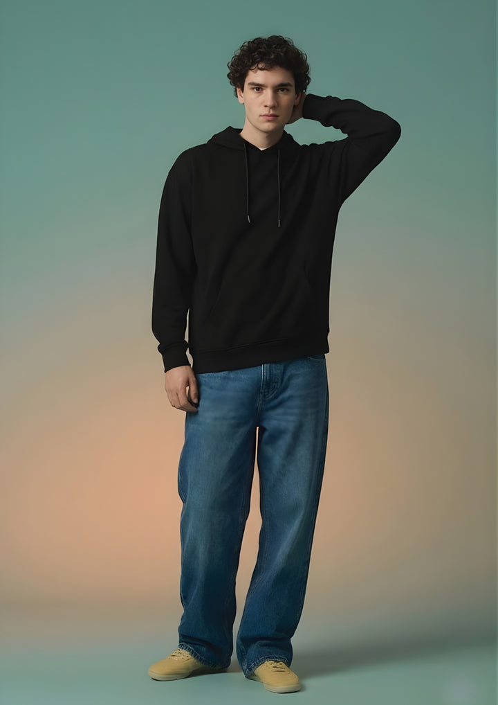 Solid Men Drop Shoulder Premium Terry Hoodie