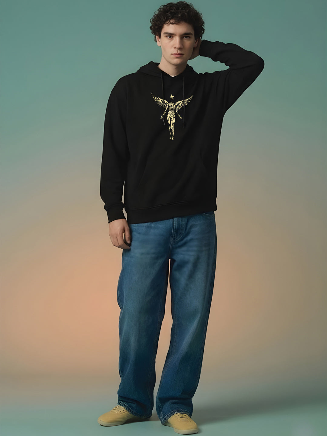 Vintage Nirvana Men Drop Shoulder Premium Terry Hoodie| Black